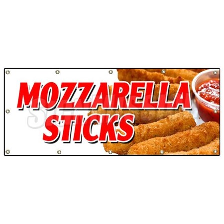 Signmission Mozzarella Sticks Banner Heavy Duty 13 Oz Vinyl with Grommets B-120 Mozzarella Sticks